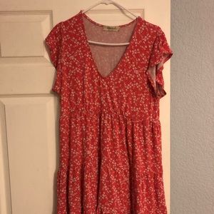 Pink Floral Maternity Dress with mask